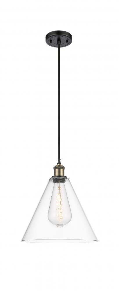 Berkshire - 1 Light - 12 inch - Black Antique Brass - Cord hung - Mini Pendant