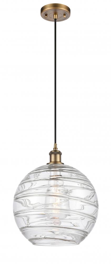 Athens Deco Swirl - 1 Light - 12 inch - Brushed Brass - Cord hung - Mini Pendant