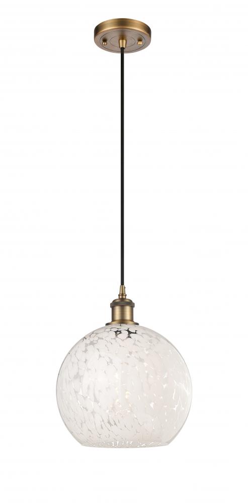 White Mouchette - 1 Light - 10 inch - Brushed Brass - Cord Hung - Mini Pendant