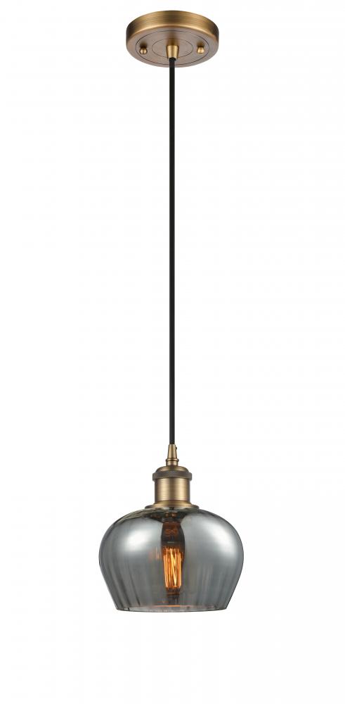 Fenton - 1 Light - 7 inch - Brushed Brass - Cord hung - Mini Pendant