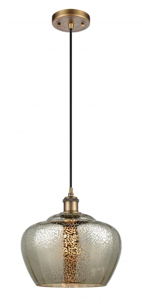 Fenton - 1 Light - 11 inch - Brushed Brass - Cord hung - Mini Pendant