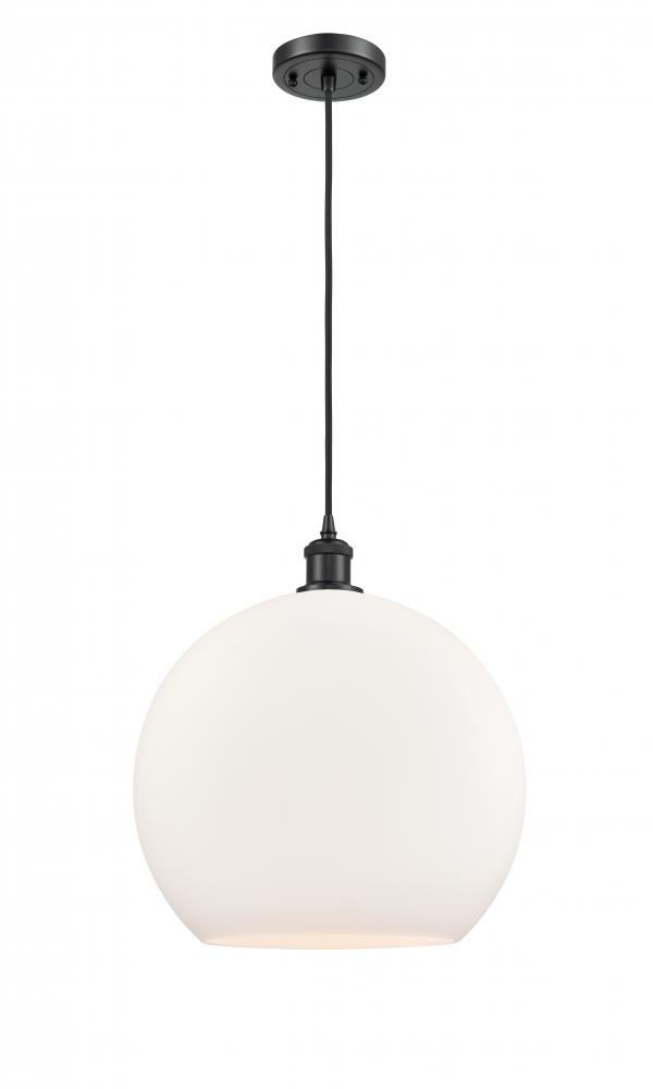 Athens - 1 Light - 14 inch - Matte Black - Cord hung - Pendant