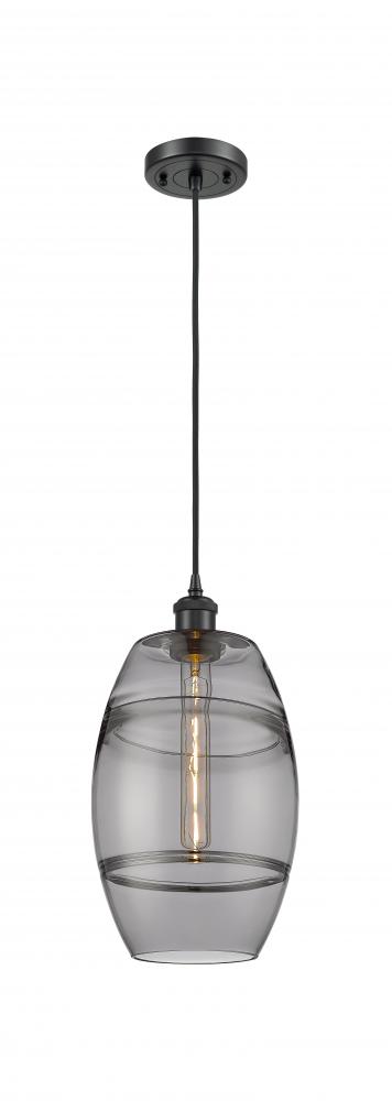 Vaz - 1 Light - 8 inch - Matte Black - Cord hung - Mini Pendant