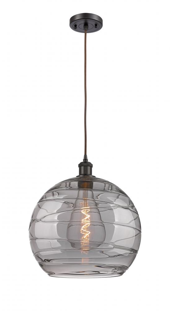 Athens Deco Swirl - 1 Light - 14 inch - Oil Rubbed Bronze - Cord hung - Pendant