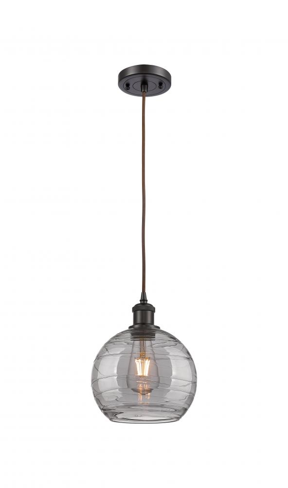 Athens Deco Swirl - 1 Light - 8 inch - Oil Rubbed Bronze - Cord hung - Mini Pendant