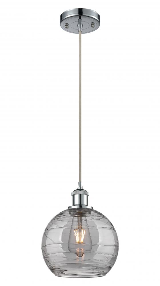 Athens Deco Swirl - 1 Light - 8 inch - Polished Chrome - Cord hung - Mini Pendant