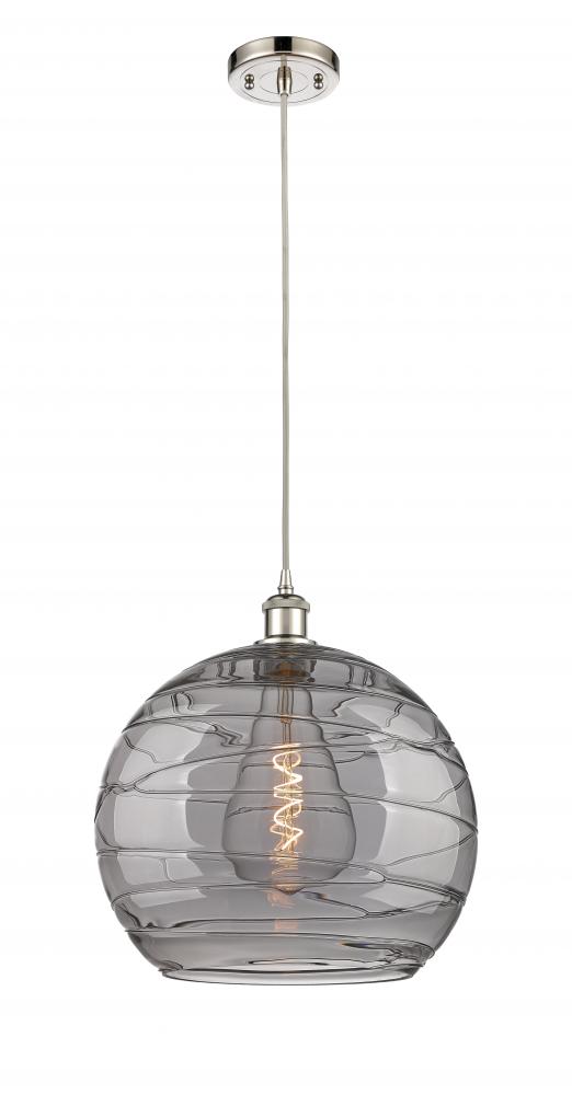 Athens Deco Swirl - 1 Light - 14 inch - Polished Nickel - Cord hung - Pendant