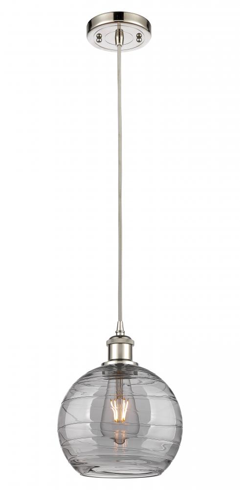 Athens Deco Swirl - 1 Light - 8 inch - Polished Nickel - Cord hung - Mini Pendant