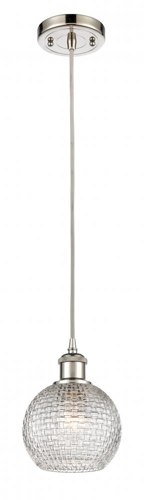 Athens - 1 Light - 6 inch - Polished Nickel - Cord hung - Mini Pendant