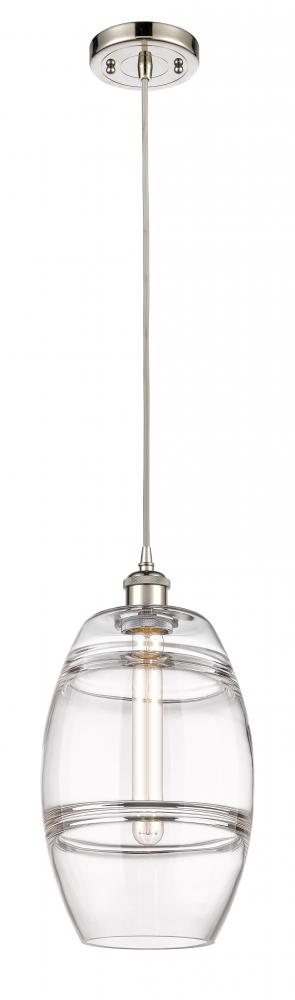 Vaz - 1 Light - 8 inch - Polished Nickel - Cord hung - Mini Pendant