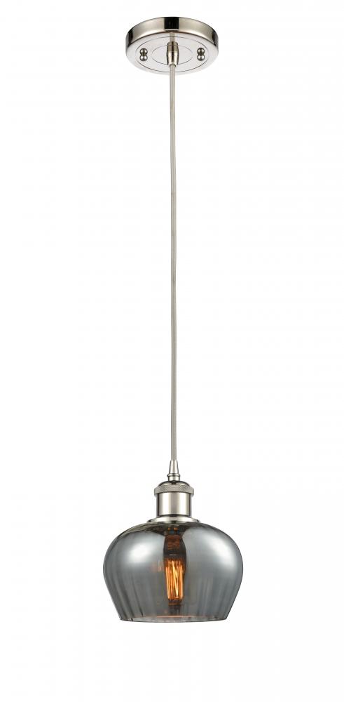 Fenton - 1 Light - 7 inch - Polished Nickel - Cord hung - Mini Pendant