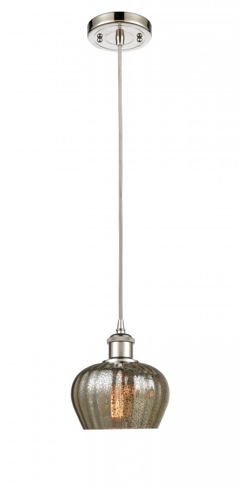 Fenton - 1 Light - 7 inch - Polished Nickel - Cord hung - Mini Pendant