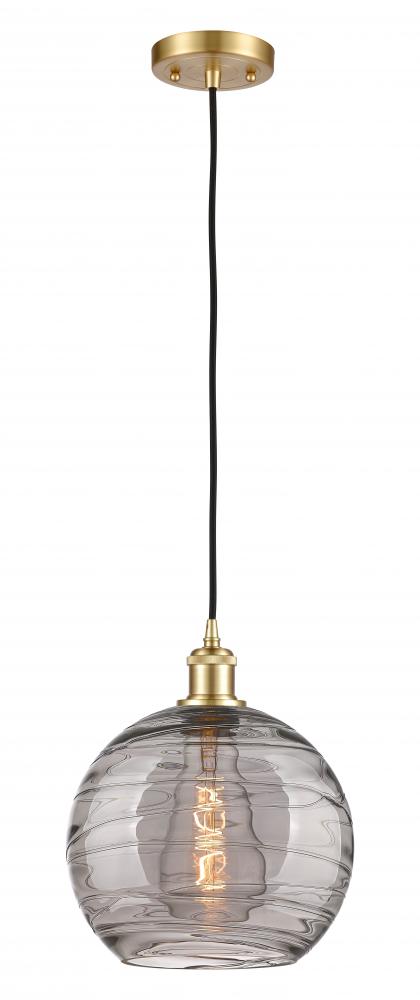 Athens Deco Swirl - 1 Light - 10 inch - Satin Gold - Cord hung - Mini Pendant