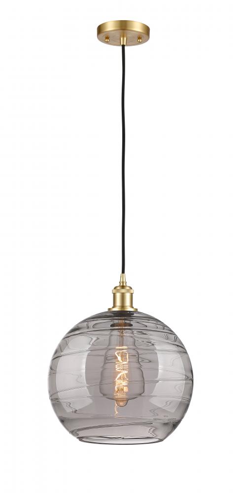 Athens Deco Swirl - 1 Light - 12 inch - Satin Gold - Cord hung - Mini Pendant