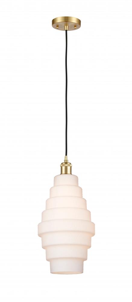 Cascade - 1 Light - 8 inch - Satin Gold - Cord hung - Mini Pendant