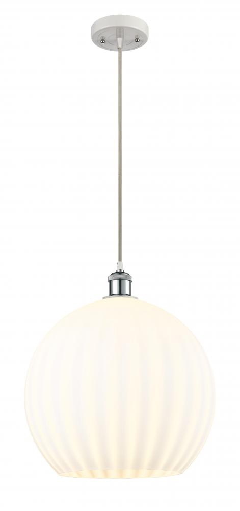 White Venetian - 1 Light - 14 inch - White Polished Chrome - Cord Hung - Pendant