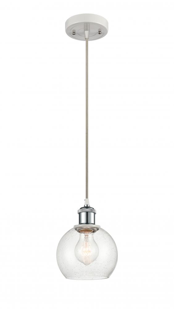 Athens - 1 Light - 6 inch - White Polished Chrome - Cord hung - Mini Pendant