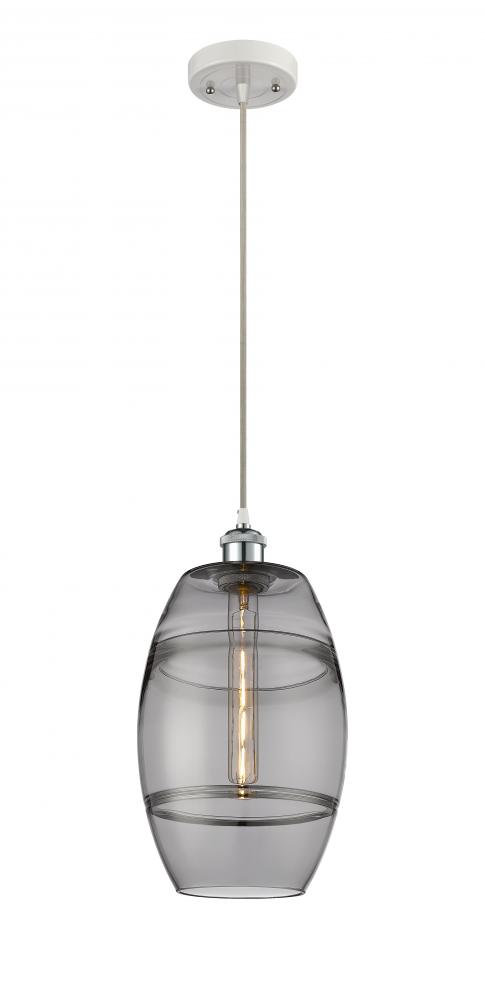 Vaz - 1 Light - 8 inch - White Polished Chrome - Cord hung - Mini Pendant