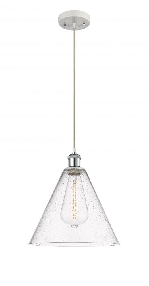 Berkshire - 1 Light - 12 inch - White Polished Chrome - Cord hung - Mini Pendant