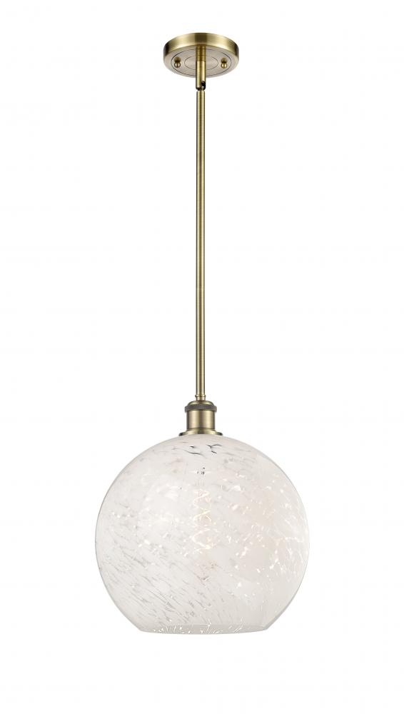 White Mouchette - 1 Light - 12 inch - Antique Brass - Mini Pendant