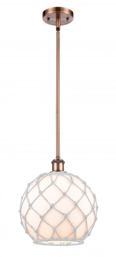 Farmhouse Rope - 1 Light - 10 inch - Antique Copper - Mini Pendant