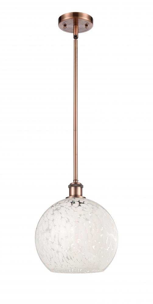 White Mouchette - 1 Light - 10 inch - Antique Copper - Mini Pendant