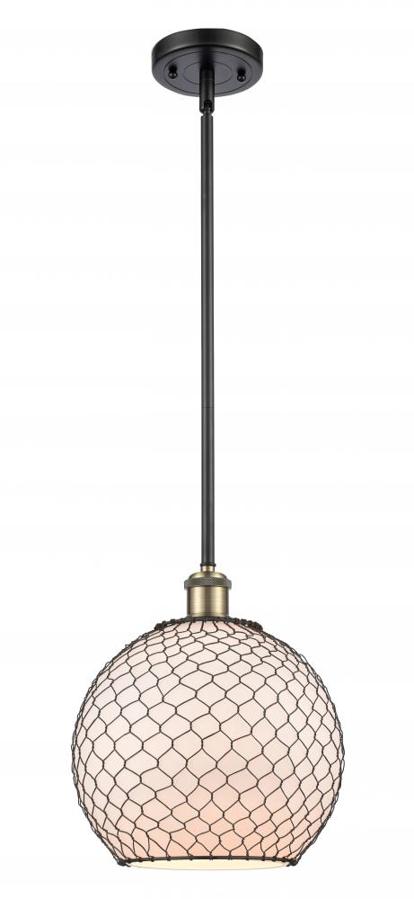 Farmhouse Chicken Wire - 1 Light - 10 inch - Black Antique Brass - Mini Pendant