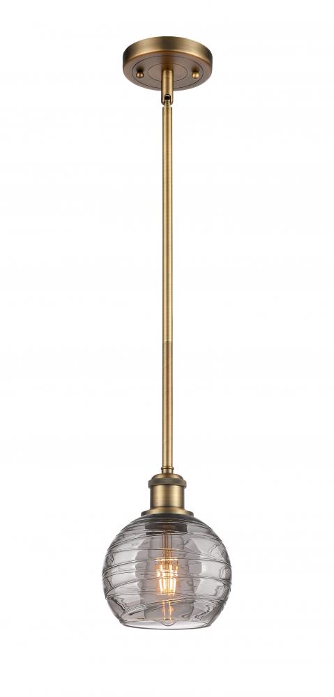 Athens Deco Swirl - 1 Light - 6 inch - Brushed Brass - Mini Pendant