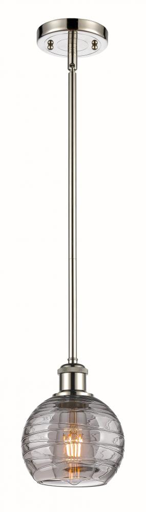 Athens Deco Swirl - 1 Light - 6 inch - Polished Nickel - Mini Pendant