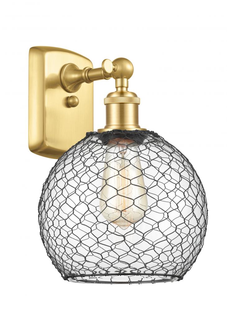 Farmhouse Chicken Wire - 1 Light - 8 inch - Satin Gold - Sconce