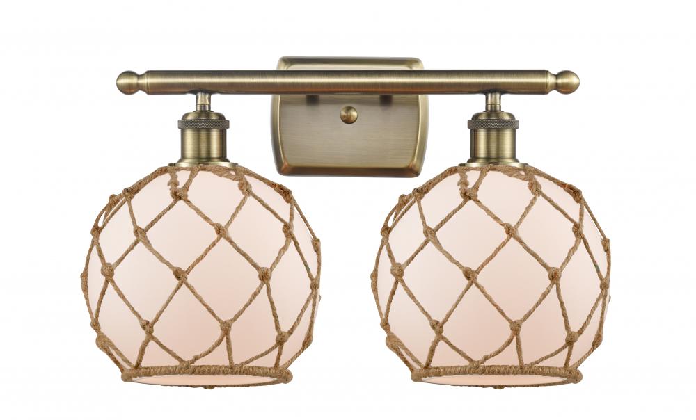 Farmhouse Rope - 2 Light - 18 inch - Antique Brass - Bath Vanity Light