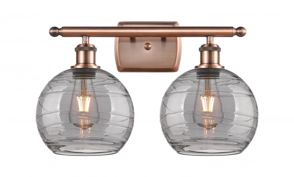 Athens Deco Swirl - 2 Light - 18 inch - Antique Copper - Bath Vanity Light