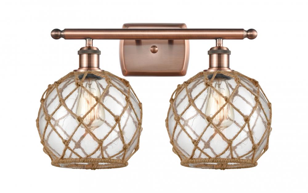 Farmhouse Rope - 2 Light - 18 inch - Antique Copper - Bath Vanity Light