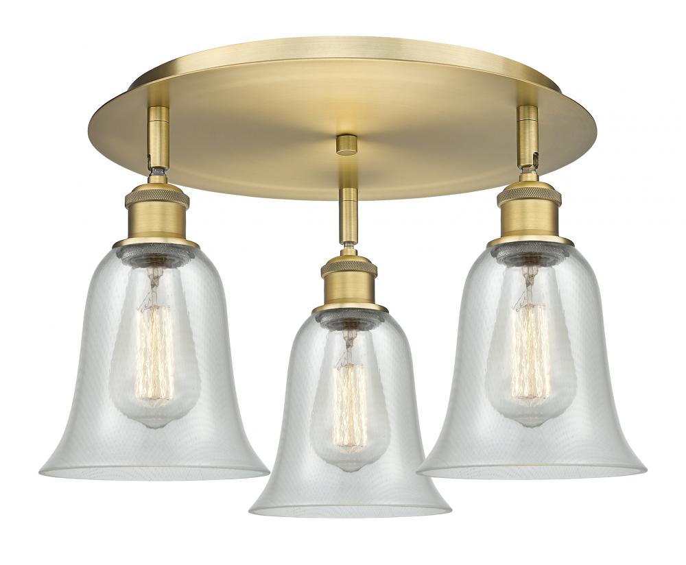 Hanover - 3 Light - 18 inch - Brushed Brass - Flush Mount