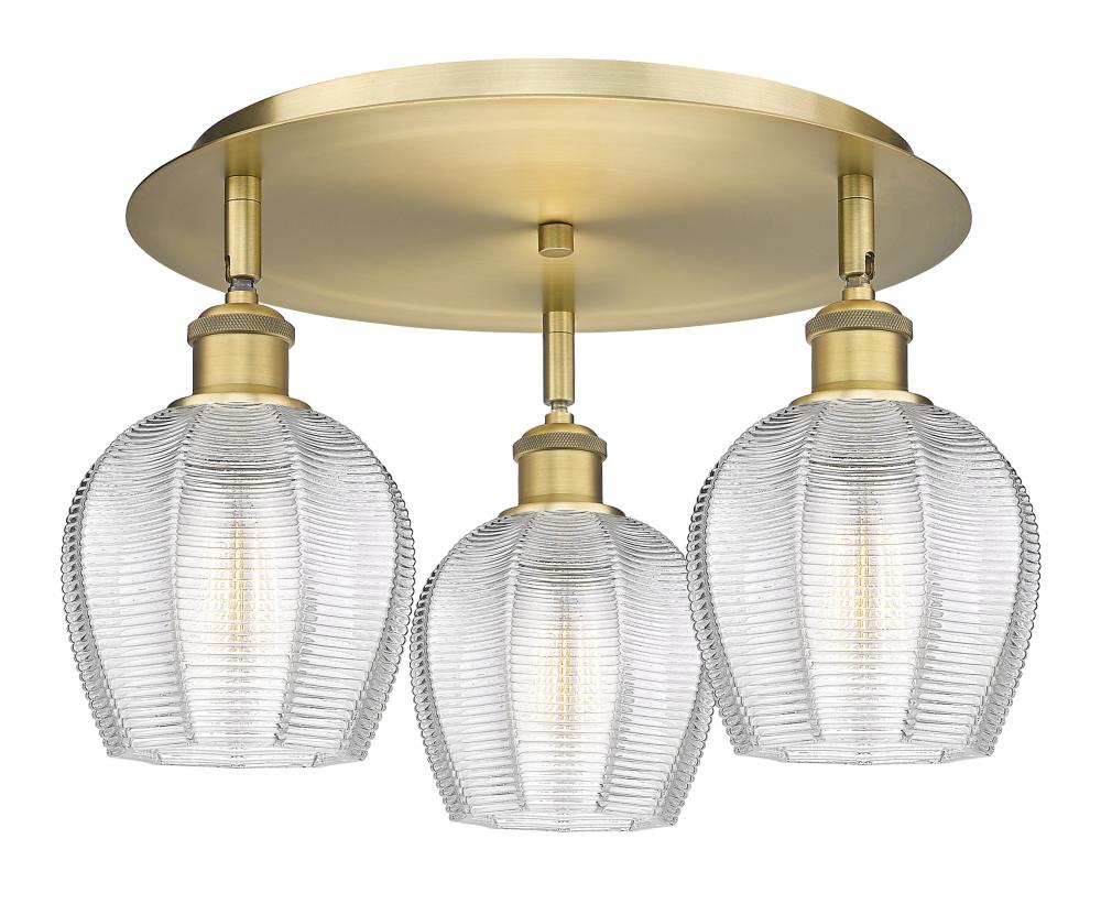 Norfolk - 3 Light - 18 inch - Brushed Brass - Flush Mount