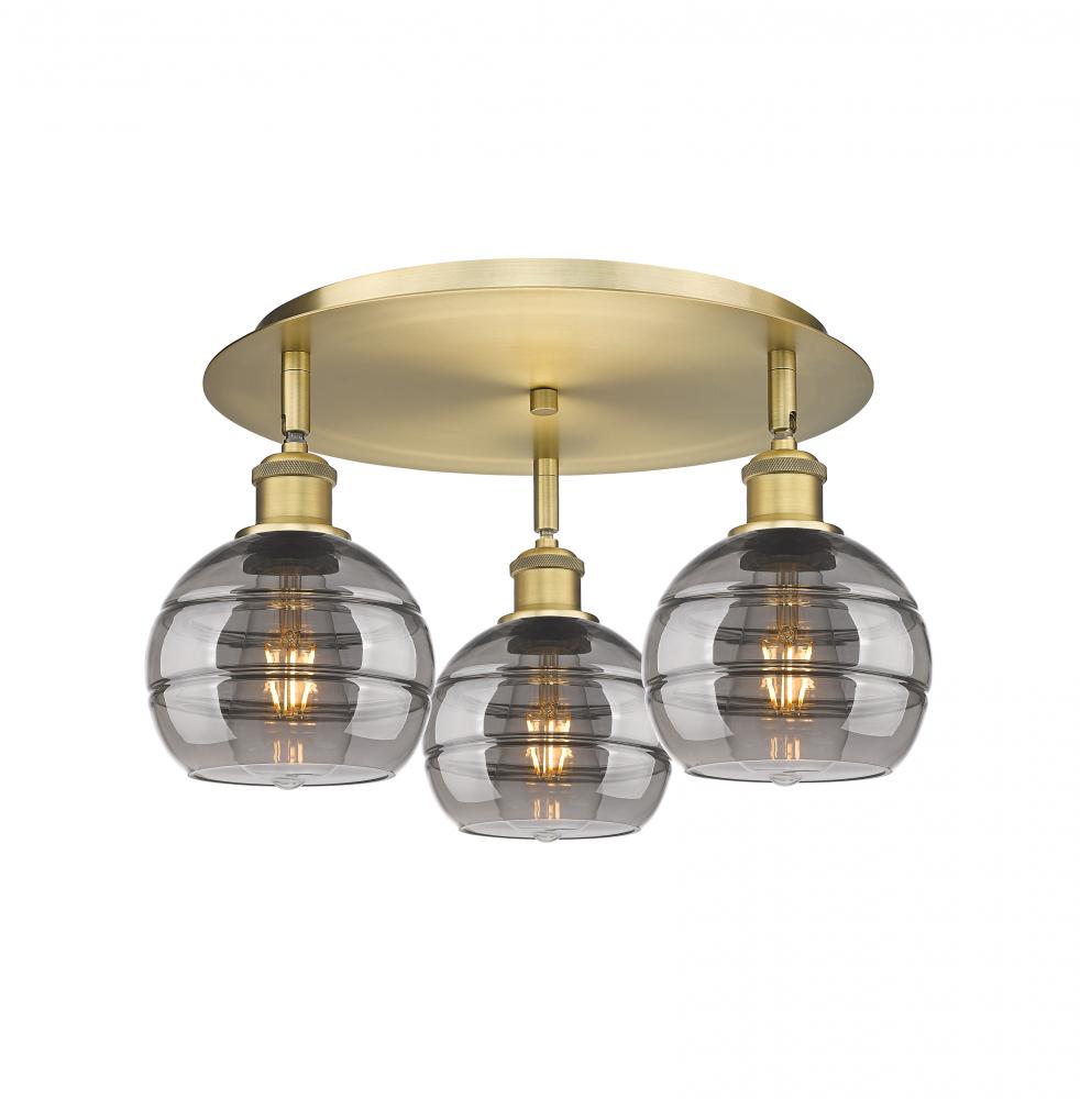 Rochester - 3 Light - 18 inch - Brushed Brass - Flush Mount