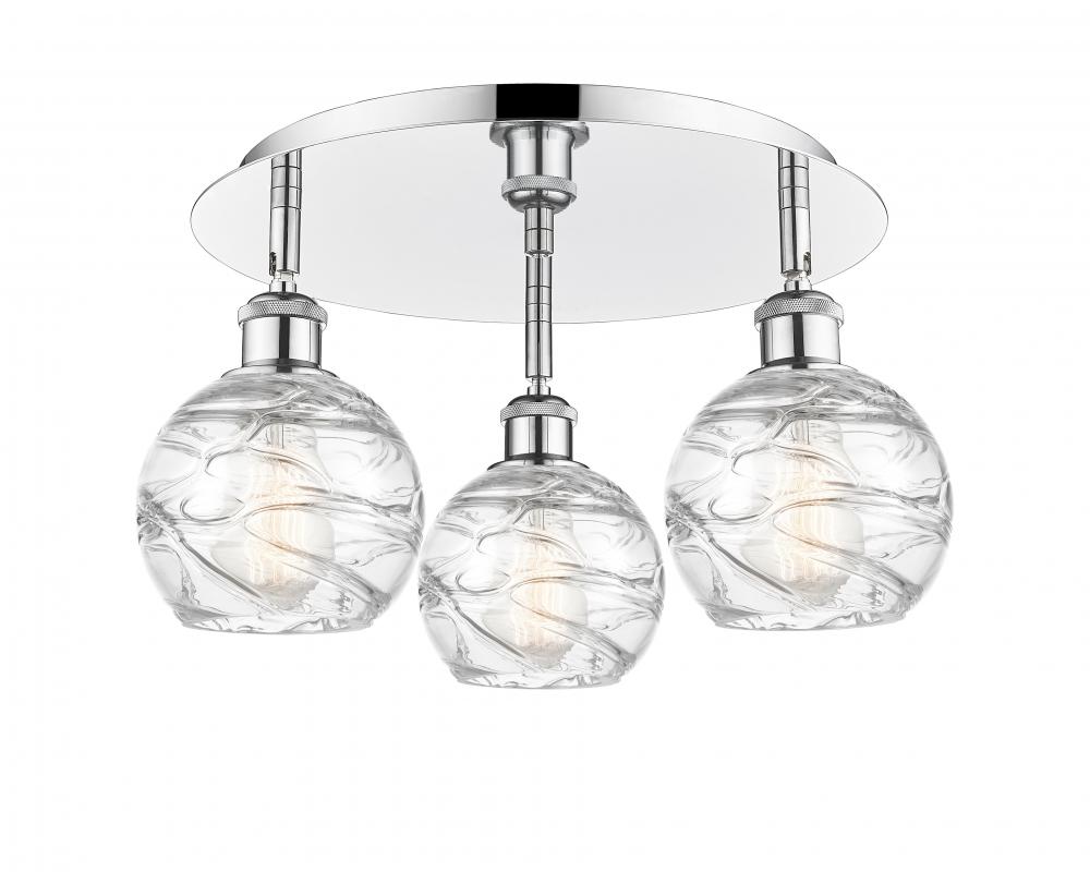 Athens Deco Swirl - 3 Light - 18 inch - Polished Chrome - Flush Mount