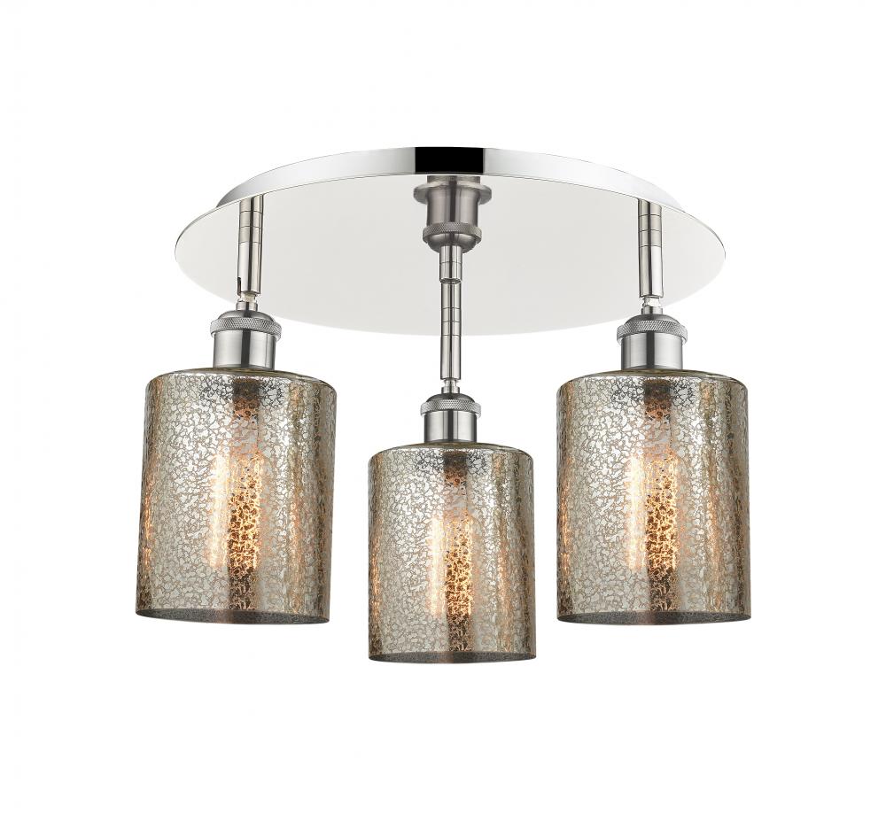 Cobbleskill - 3 Light - 17 inch - Polished Nickel - Flush Mount