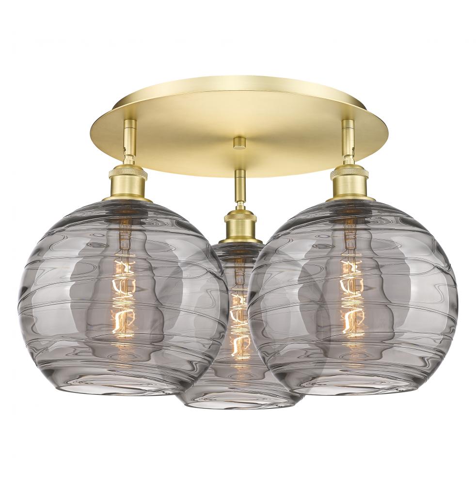 Athens Deco Swirl - 3 Light - 22 inch - Satin Gold - Flush Mount