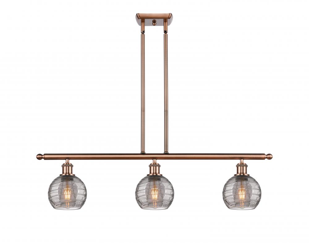 Athens Deco Swirl - 3 Light - 36 inch - Antique Copper - Cord hung - Island Light