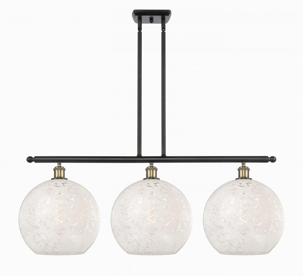 White Mouchette - 3 Light - 39 inch - Black Antique Brass - Stem Hung - Island Light