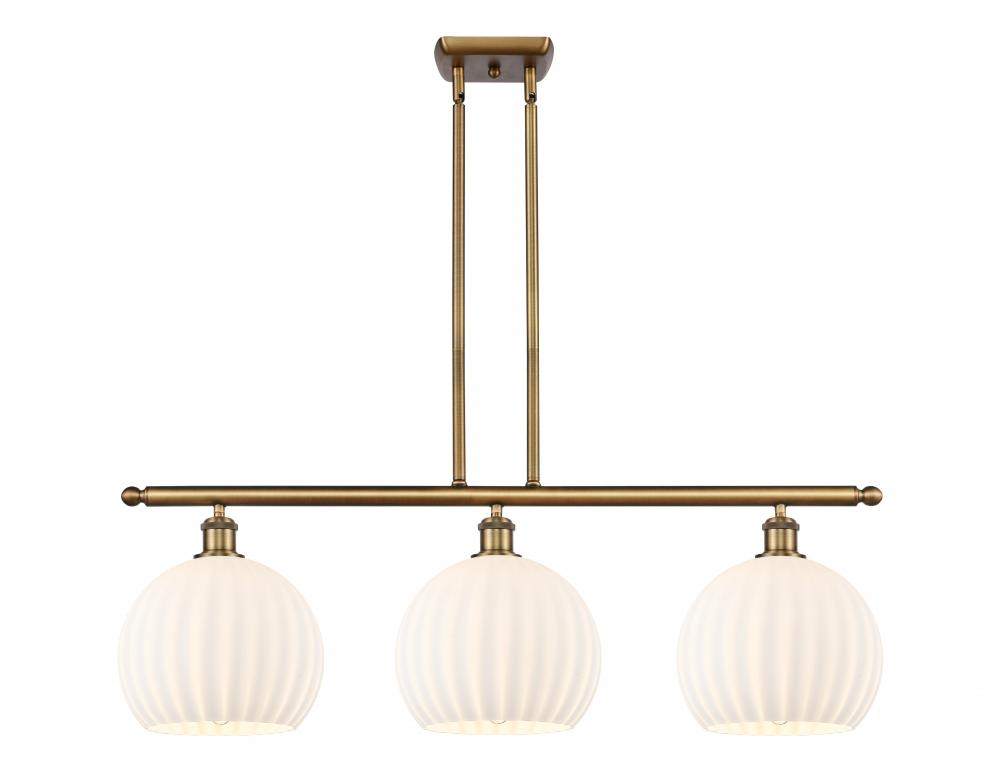 White Venetian - 3 Light - 37 inch - Brushed Brass - Stem Hung - Island Light