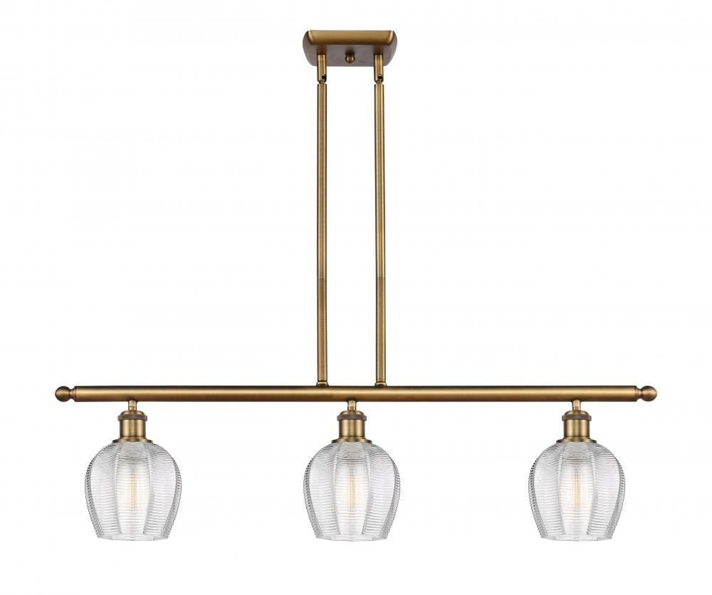 Norfolk - 3 Light - 36 inch - Brushed Brass - Cord hung - Island Light