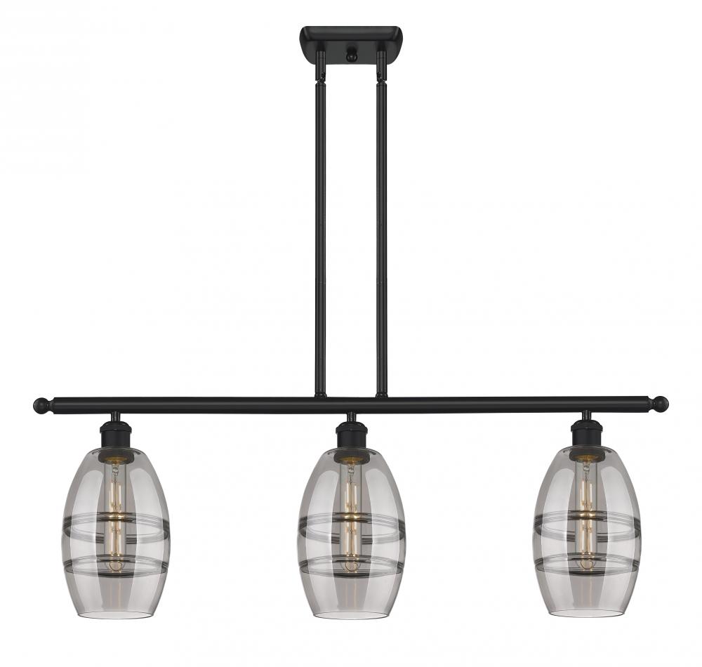 Vaz - 3 Light - 36 inch - Matte Black - Cord hung - Island Light