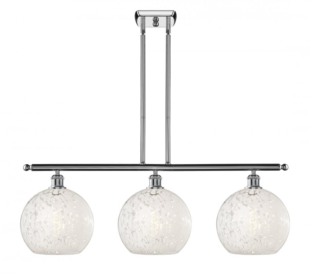 White Mouchette - 3 Light - 37 inch - Polished Chrome - Stem Hung - Island Light