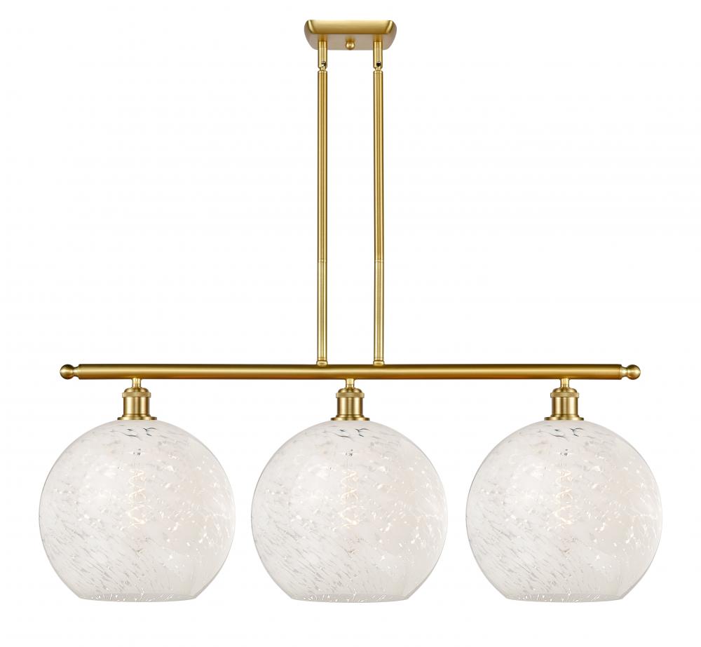 White Mouchette - 3 Light - 39 inch - Satin Gold - Stem Hung - Island Light