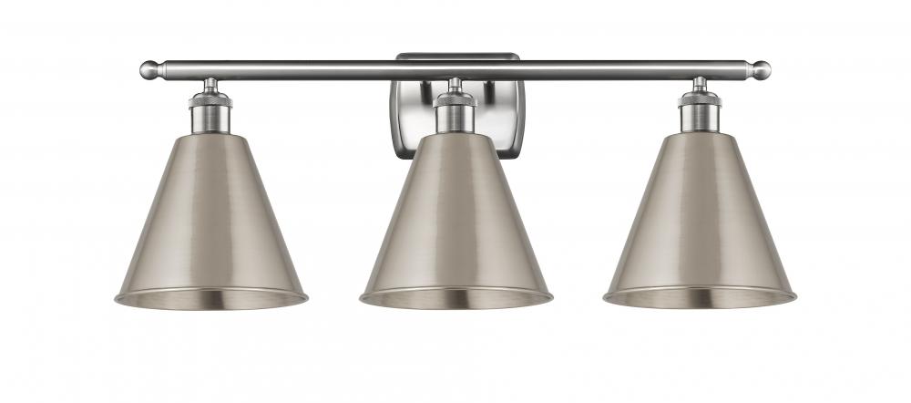 Berkshire - 3 Light - 28 inch - Brushed Satin Nickel - Bath Vanity Light