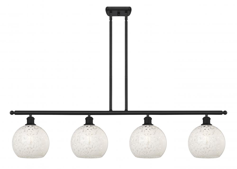 White Mouchette - 4 Light - 48 inch - Matte Black - Stem Hung - Island Light