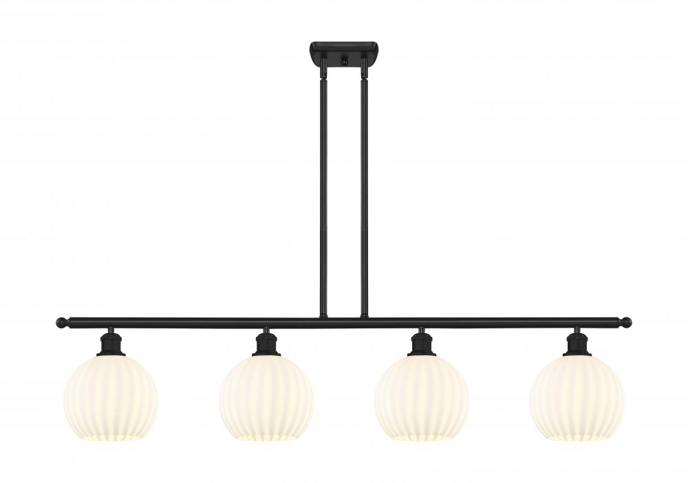 White Venetian - 4 Light - 48 inch - Matte Black - Stem Hung - Island Light