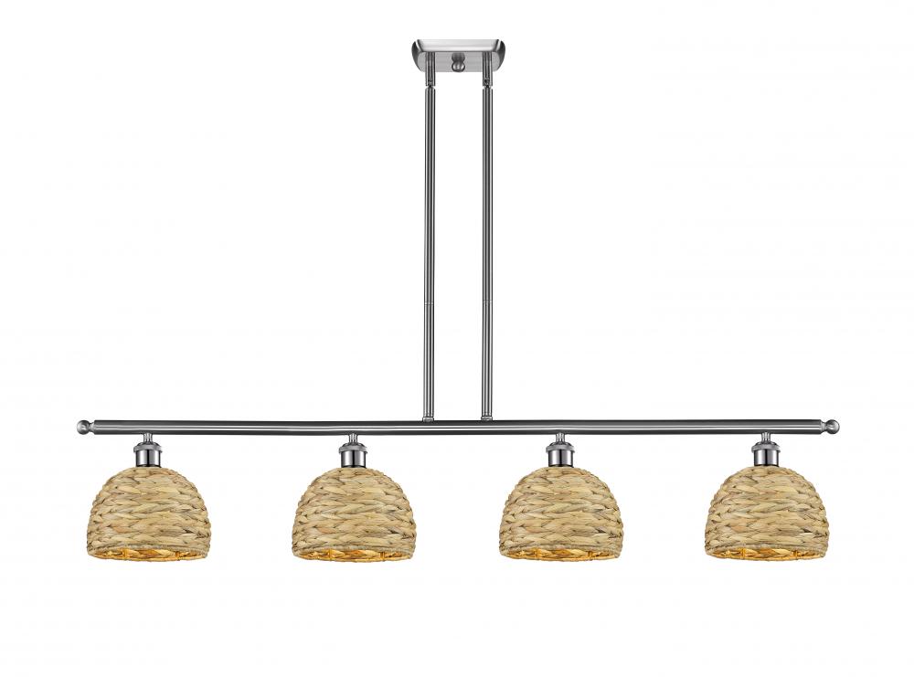 Woven Rattan - 4 Light - 48 inch - Satin Nickel - Multi Pendant